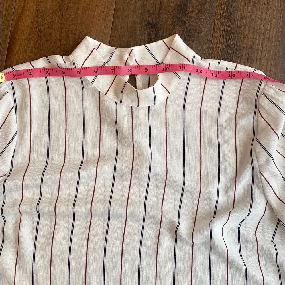 Ann Taylor White Blouse with Red and Black Stripes - Picture 11 of 11